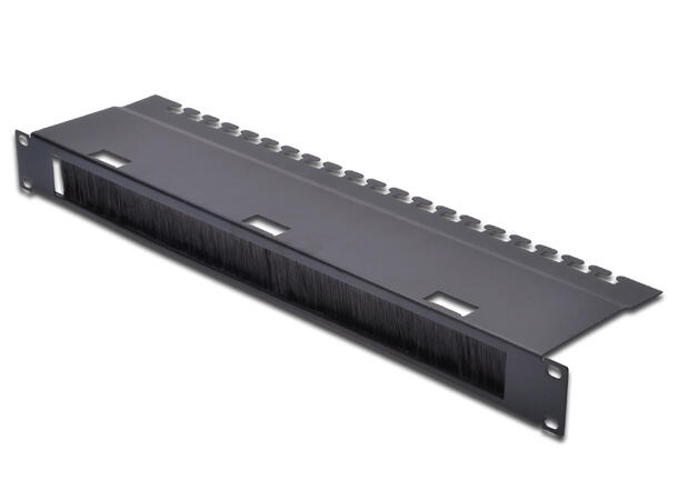 Lande 19" Cable guide w/brush Black 1U w/brush entry and tie mount 